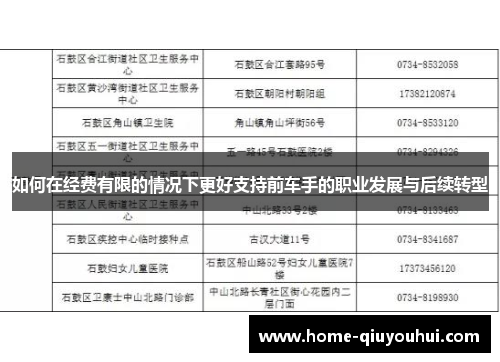 如何在经费有限的情况下更好支持前车手的职业发展与后续转型