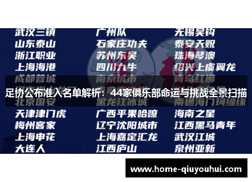 足协公布准入名单解析：44家俱乐部命运与挑战全景扫描